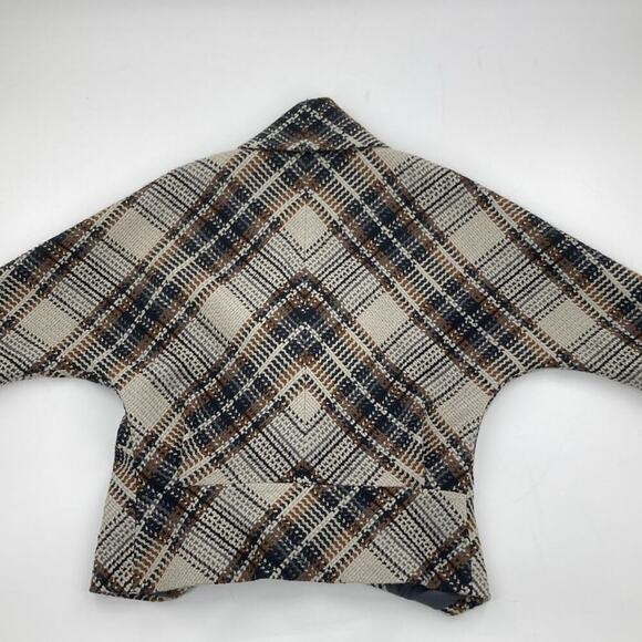 Classiques Entier Womens Gray Black Brown Bias Plaid 3/4 Sleeve Jacket Size S - Picture 8 of 13